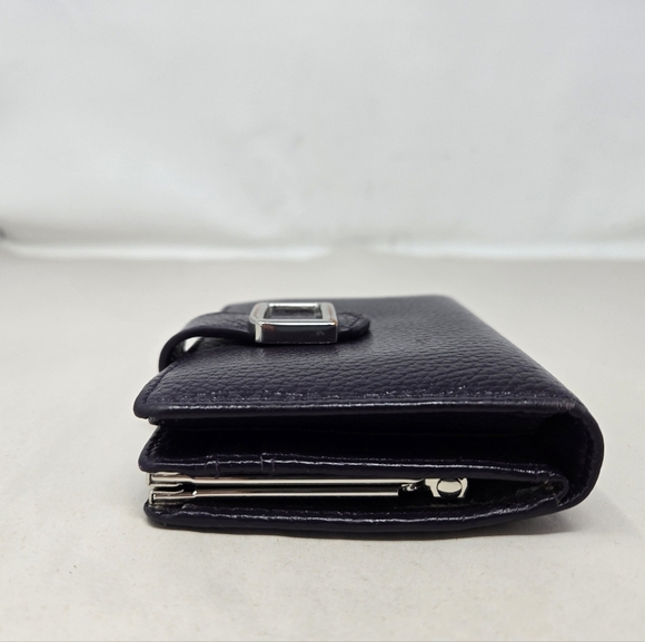 Vintage Italian Fiocchi Women Wallet Deep Purple Leather Fit In Hand Snap Close - Picture 5 of 10